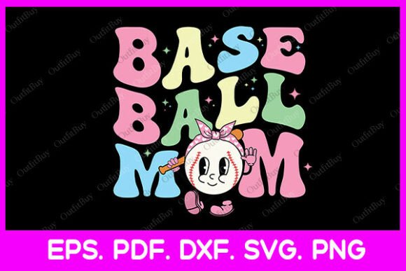 Groovy Baseball Mom SVG: Graphics for T-Shirt Designs
