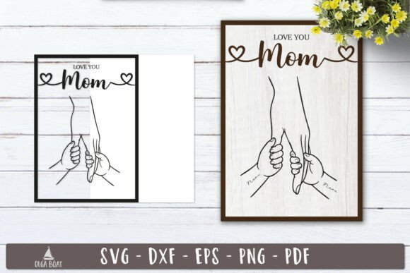 Love You Mom Kids Hands SVG: Graphics for Laser Engraving