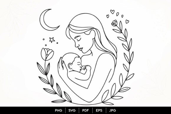 Mother and Baby Love SVG Art: Graphics & Illustrations