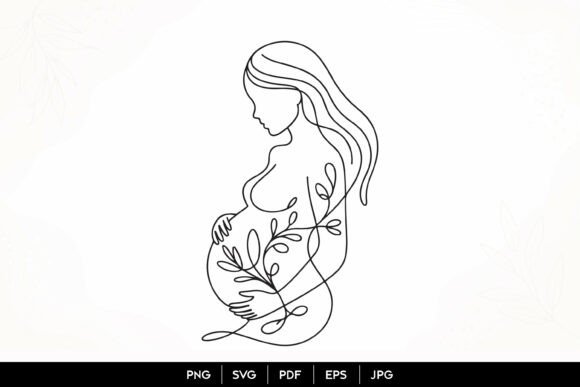 Pregnant Mother Line Art SVG: Graphics & Illustrations