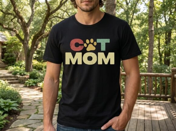 Retro Cat Mom SVG: Vintage Graphics for T-Shirt Designs