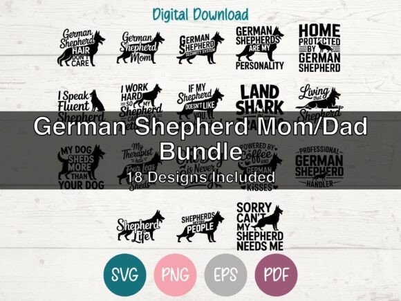 Review: German Shepherd Mom Dad SVG Bundle of 18